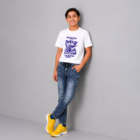Boys' Acid Wash Denim Jogger Pants
