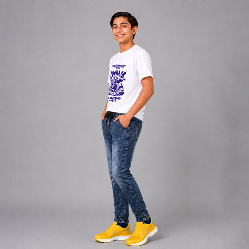 Boys' Acid Wash Denim Jogger Pants