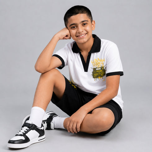 Retro Boombox Polo & Shorts Set