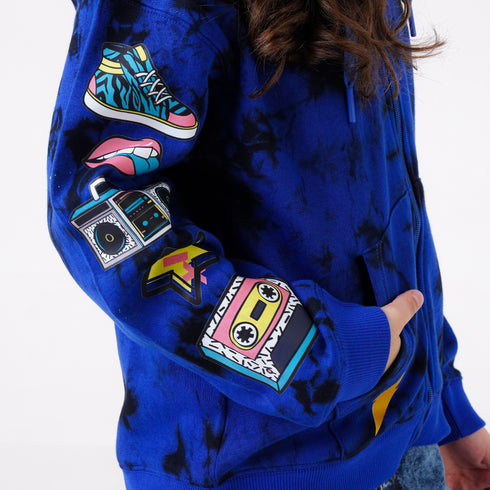 90s RETRO TIE & DYE PRINTED HOODIE