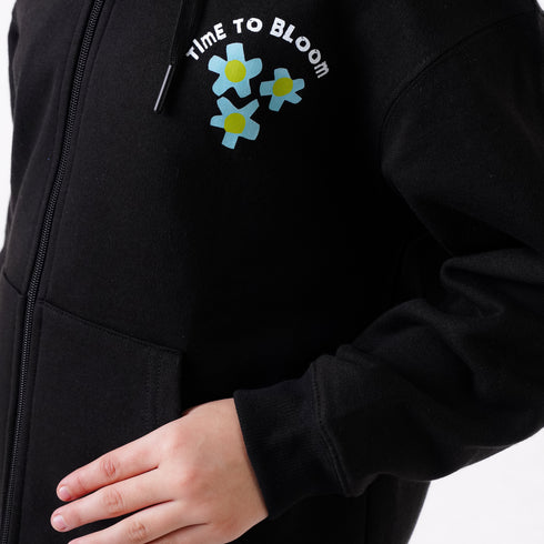 TIME TO BLOOM PRINTED HOODIE