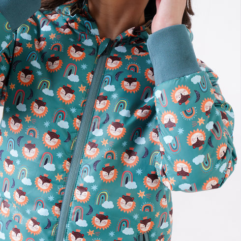 GREEN PRINTED PUFFER JACKET