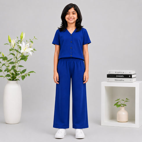Premium Royal Blue Ribbed Lounge Set