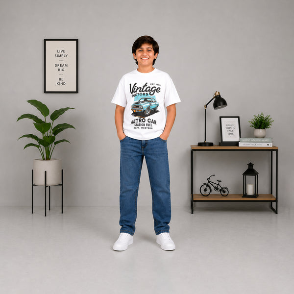 Boys' Regular Fit Stonewash Blue Jeans