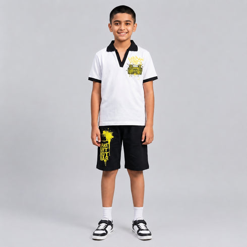 Retro Boombox Polo & Shorts Set