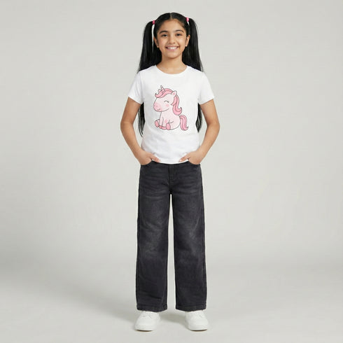 Black Wash Wide-Leg Jeans