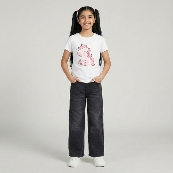 Black Wash Wide-Leg Jeans