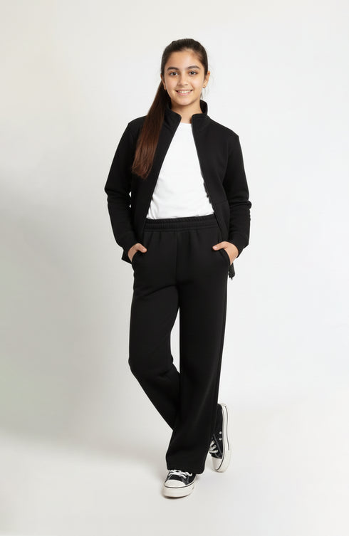 Basic Black Zipper Tracksuit