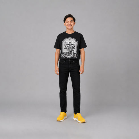 Boys' Slim Fit Solid Jet Black Jeans