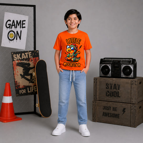 Boys' Pull-On Elastic Waist Light Wash Jogger Jeans