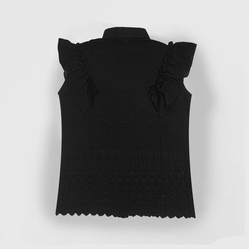 Ruffles Sleeveless Top - Black