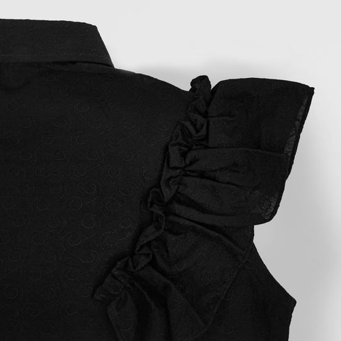 Ruffles Sleeveless Top - Black