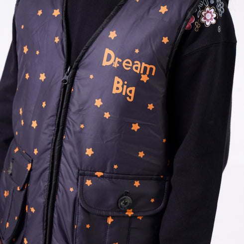 PRINTED SLEEVELESS WAISTCOAT JACKET