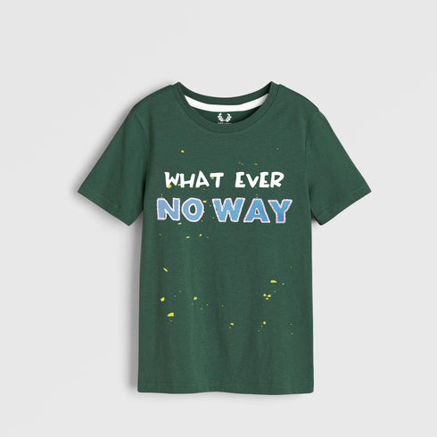 BOYS SLOGAN GREEN T-SHIRT