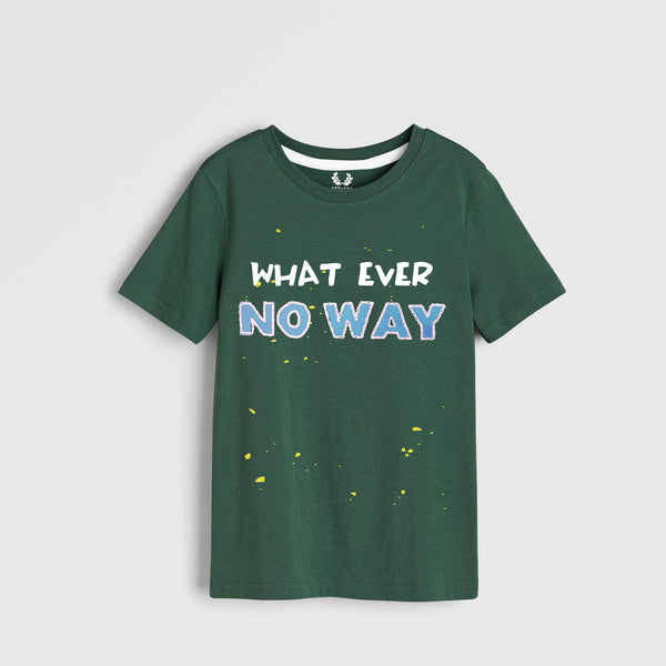 BOYS SLOGAN GREEN T-SHIRT