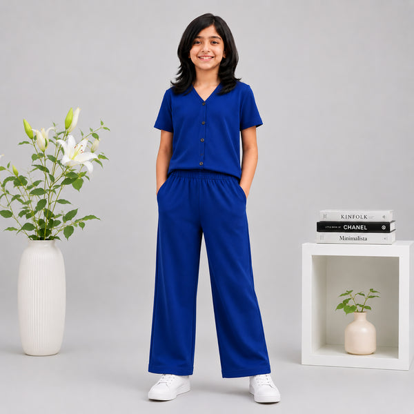 Premium Royal Blue Ribbed Lounge Set