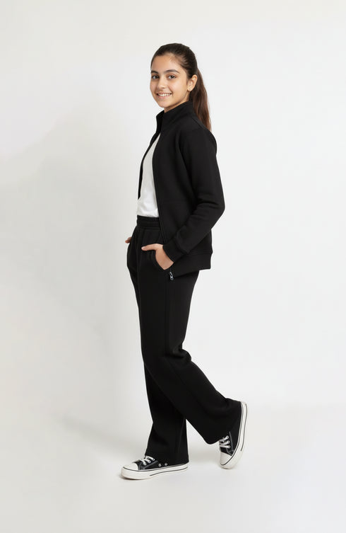 Basic Black Zipper Tracksuit
