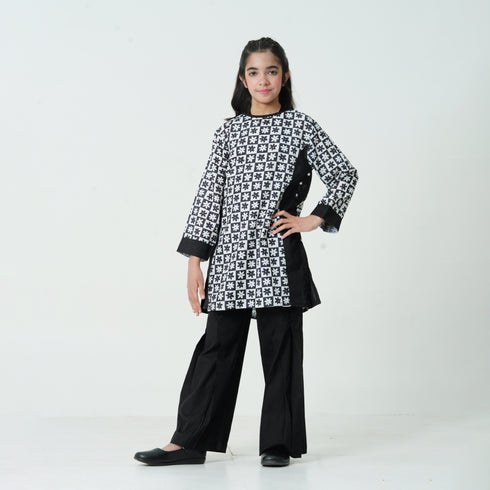 Black Printed 3pc Eastern Set