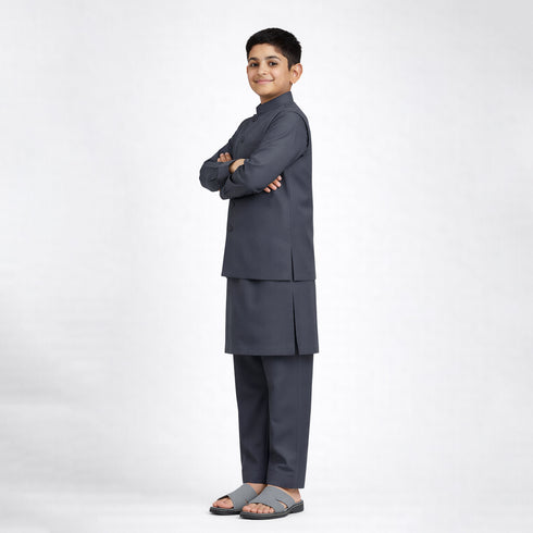 3pc Grey Kameez Shalwar Suit