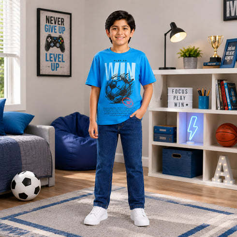 Boys' Regular Fit Deep Indigo Jeans