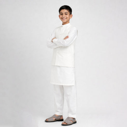 3pc White Kameez Shalwar Suit