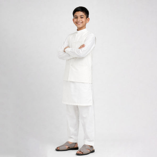 3pc White Kameez Shalwar Suit