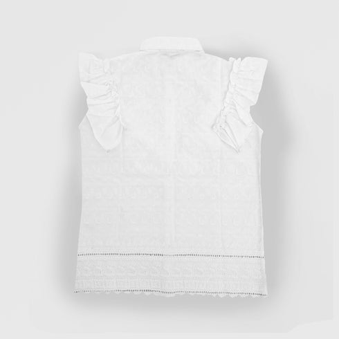 EMBROIDERED Sleeveless Top - WHITE