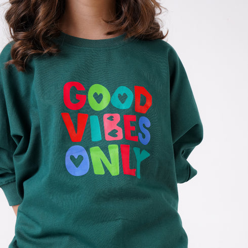 GOOD VIBES PRINTED SWEATSHIRT