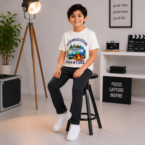 Boys' Regular Fit Faded Black Jeans