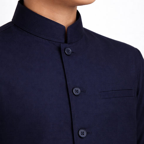 3pc Navy Blue Kameez Shalwar Suit