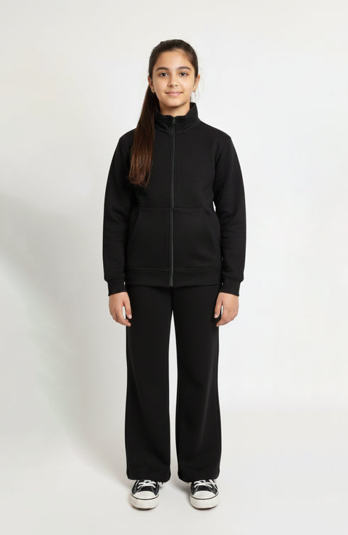 Basic Black Zipper Tracksuit