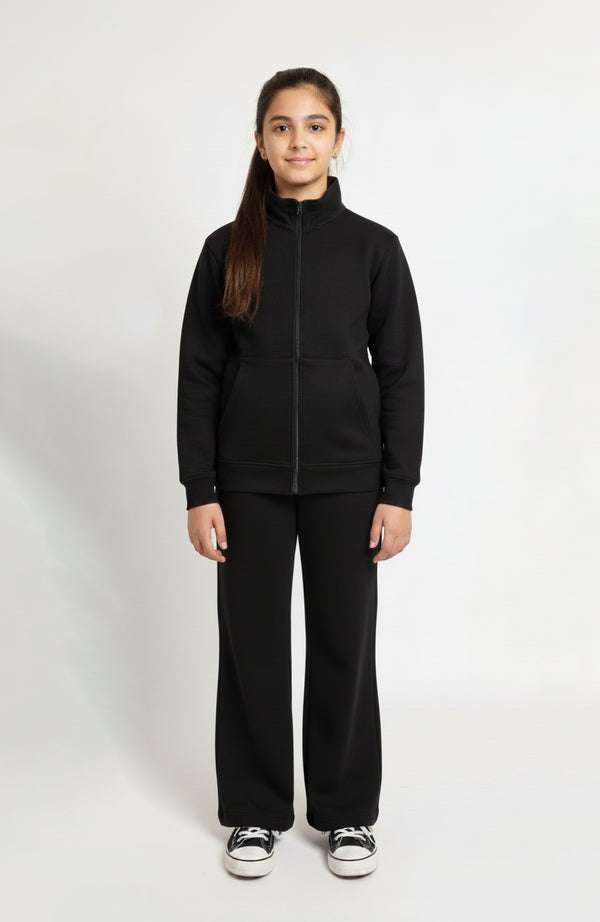 Basic Black Zipper Tracksuit