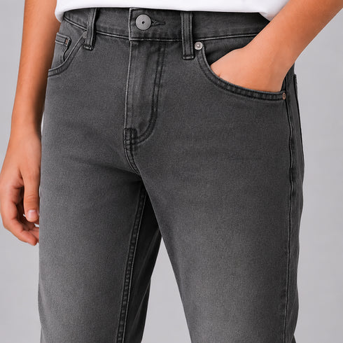 Boys' Slim Fit Charcoal Grey Whiskered Jeans