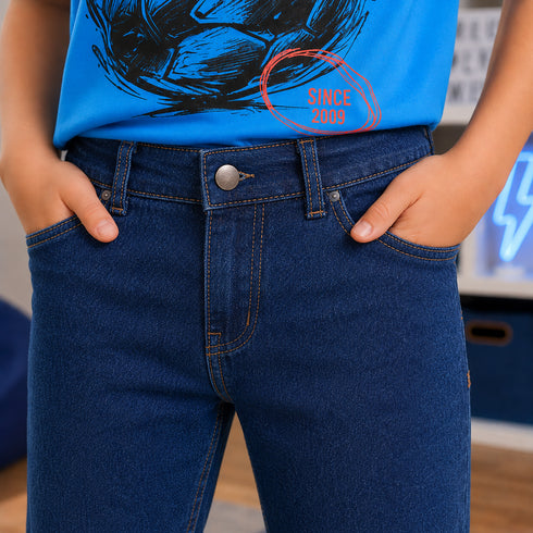 Boys' Regular Fit Deep Indigo Jeans