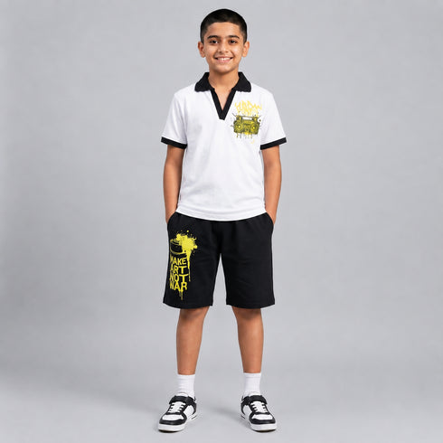 Retro Boombox Polo & Shorts Set