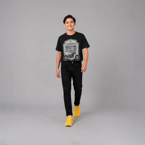 Boys' Slim Fit Solid Jet Black Jeans