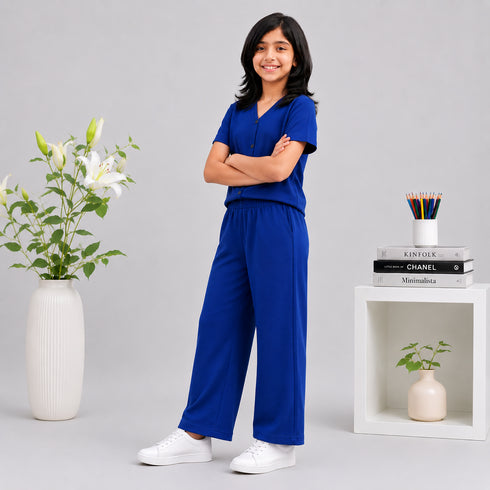 Premium Royal Blue Ribbed Lounge Set