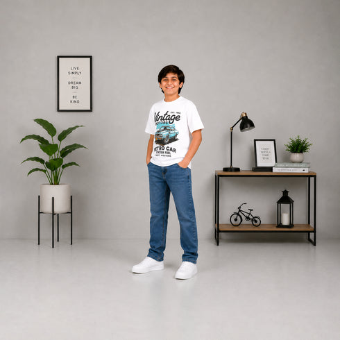 Boys' Regular Fit Stonewash Blue Jeans