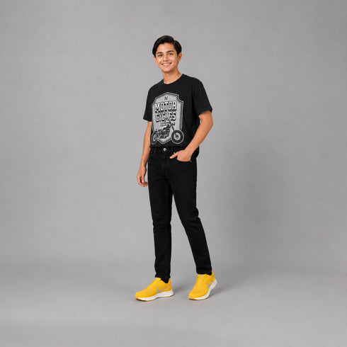 Boys' Slim Fit Solid Jet Black Jeans