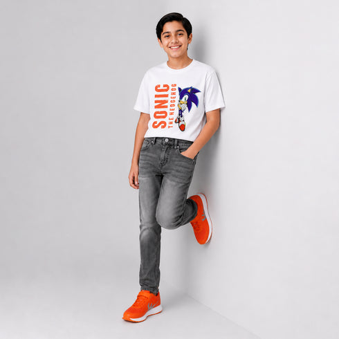 Boys' Slim Fit Charcoal Grey Whiskered Jeans