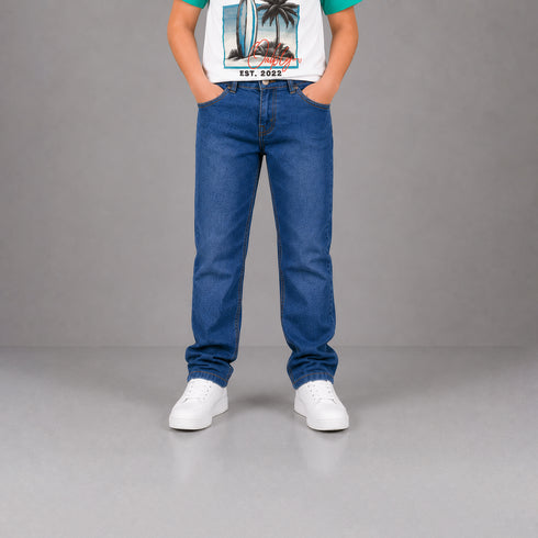 Boys' Regular Fit Classic Medium Indigo Jeans
