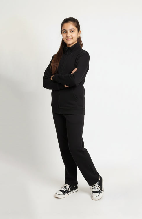 Basic Black Zipper Tracksuit