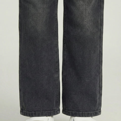 Black Wash Wide-Leg Jeans