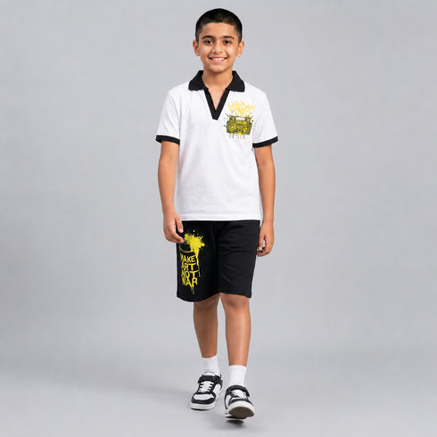 Retro Boombox Polo & Shorts Set