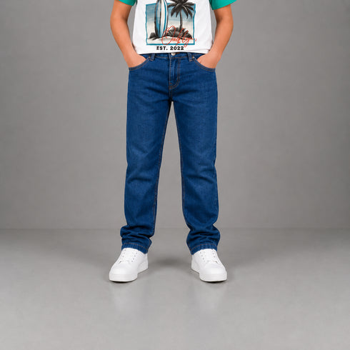 Boys' Regular Fit Classic Medium Indigo Jeans
