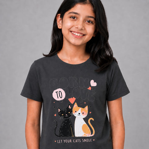 Kitten Smile Tee & Wide-Leg Pants Set