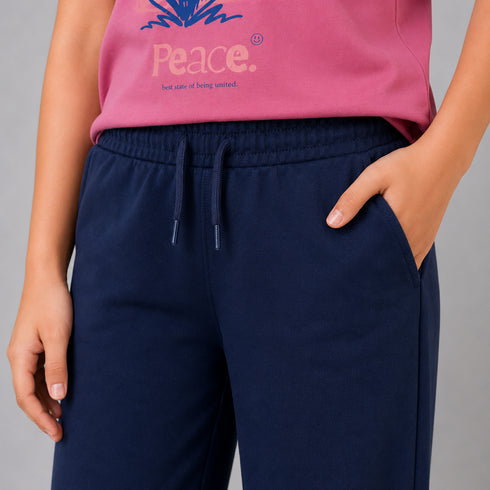 Flower Graphic Tee & Wide-Leg Pants Set