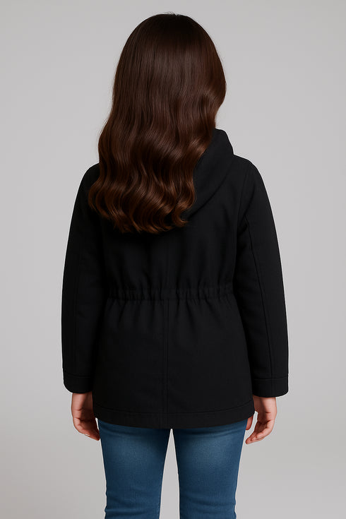 Hooded Utility Black Jacket