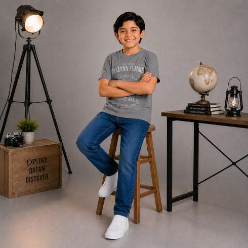Boys' Regular Fit Medium Indigo Vintage-Tint Jeans