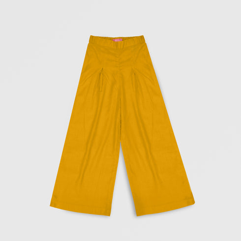 GIRLS EMBROIDERED 2 PCS SET - Mustard